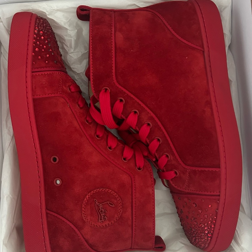 Christian Louboutin Red Suede Sneakers